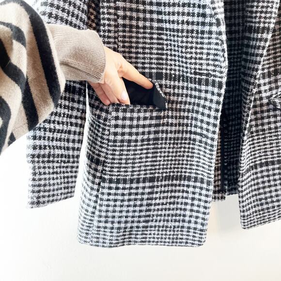 Old Navy Soft Brushed Oversized Single Breasted Plaid Blazer Jacket Gray Small - Picture 8 of 9